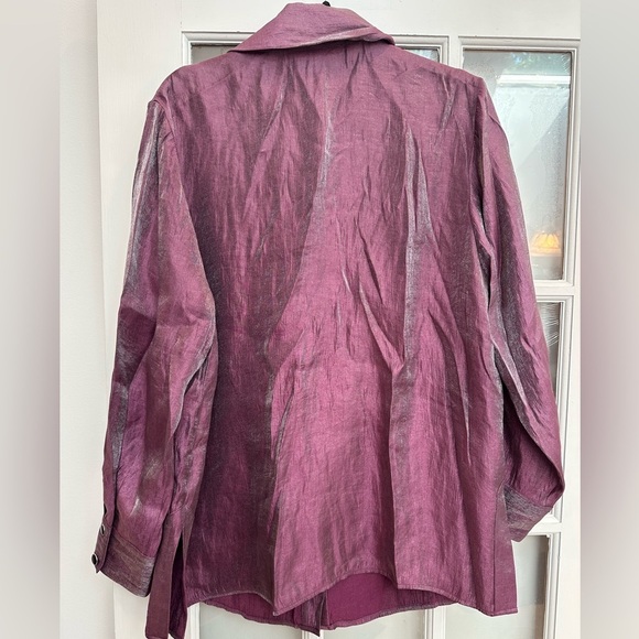 Vintage Simonton Says Purple Mauve Metallic Shimmer Gorgeous Blouse Plus Size 1X - Picture 3 of 11